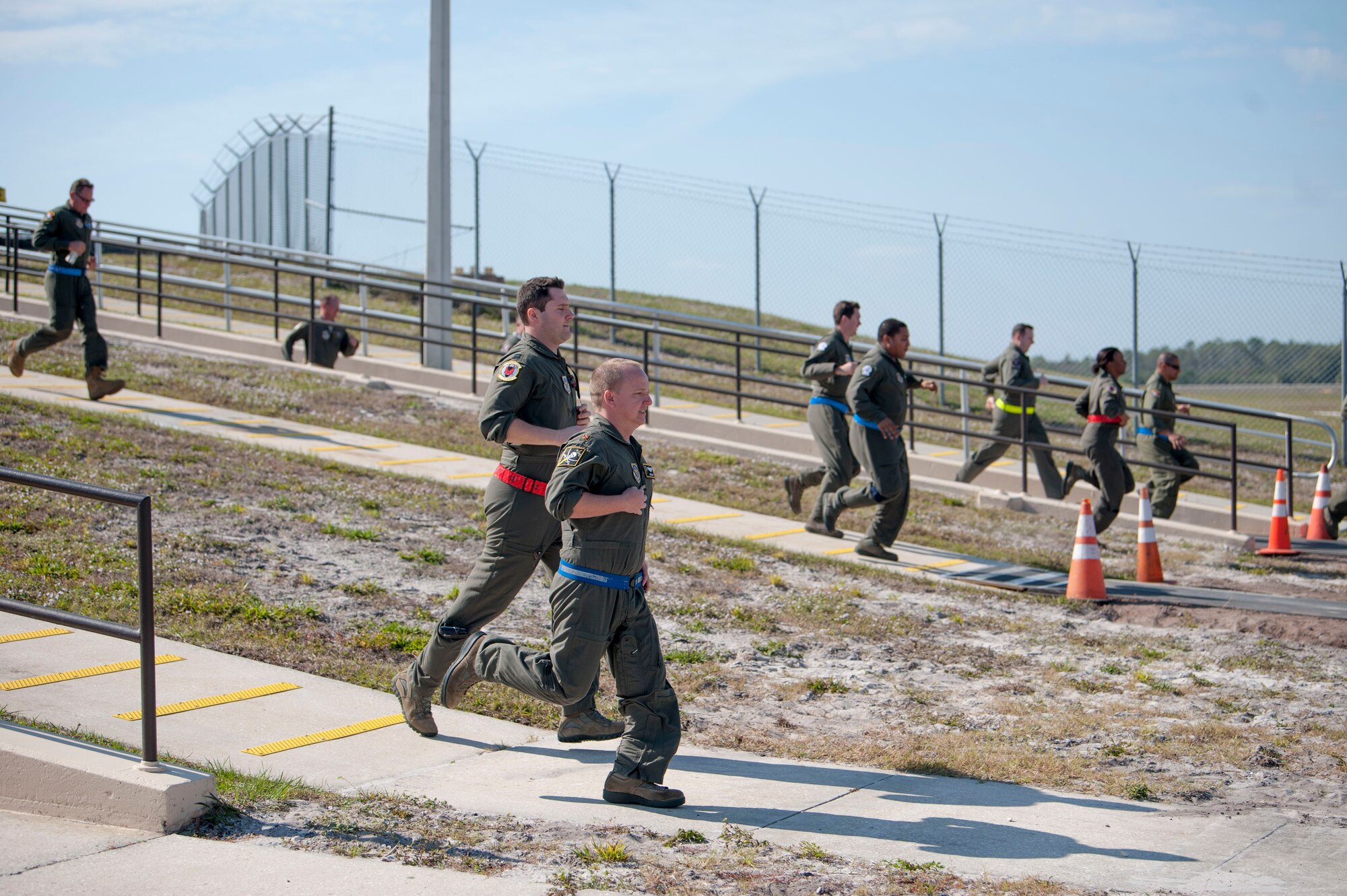 Aircrew members assigned to the 91st and 50th Air Refueling Squadrons sprint to their aircraft during an operational readiness exercise alert response at MacDill Air Force Base, Fla., Feb. 9, 2019. Total force Airmen from the 6th Air Mobility Wing and 927th Air Refueling Wing participated in a three-day readiness exercise designed to emphasize the importance of combat skills effectiveness training and ensure Airmen are prepared for any potential contingencies.