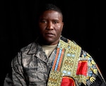 U.S. Air Force Tech. Sgt. Francis Strother, recruiter for the 145th Airlift Wing, poses at the North Carolina Air National Guard (NCANG) Base, Charlotte Douglas International Airport, Jan. 17, 2019. Strother tells a story of how he came from Monrovia, Liberia, following a civil war in his country that lasted almost eight years. Strother details his struggles of helping raise his brothers and feed his neighbors while maintaining a positive and hopeful attitude.