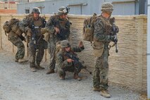 U.S. Marines with 1st Tank Battalion, patrol during the 1st Marine Division (MARDIV) Super Squad Competition at Marine Corps Base Camp Pendleton, California, Aug. 29, 2018.