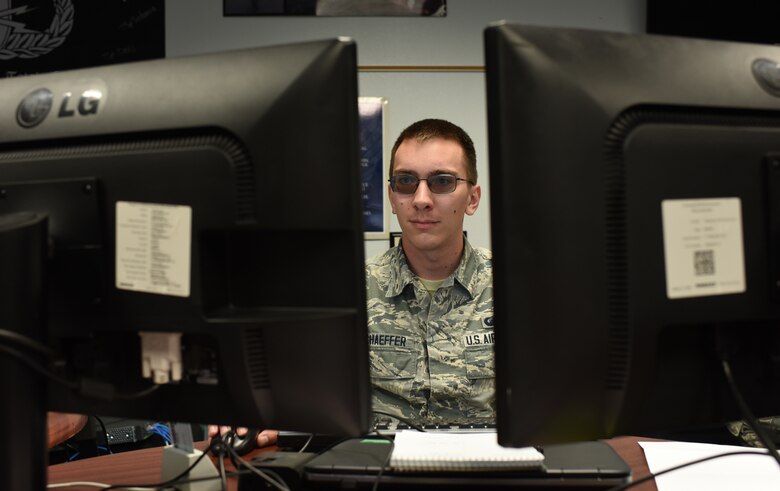 Airman working on computer