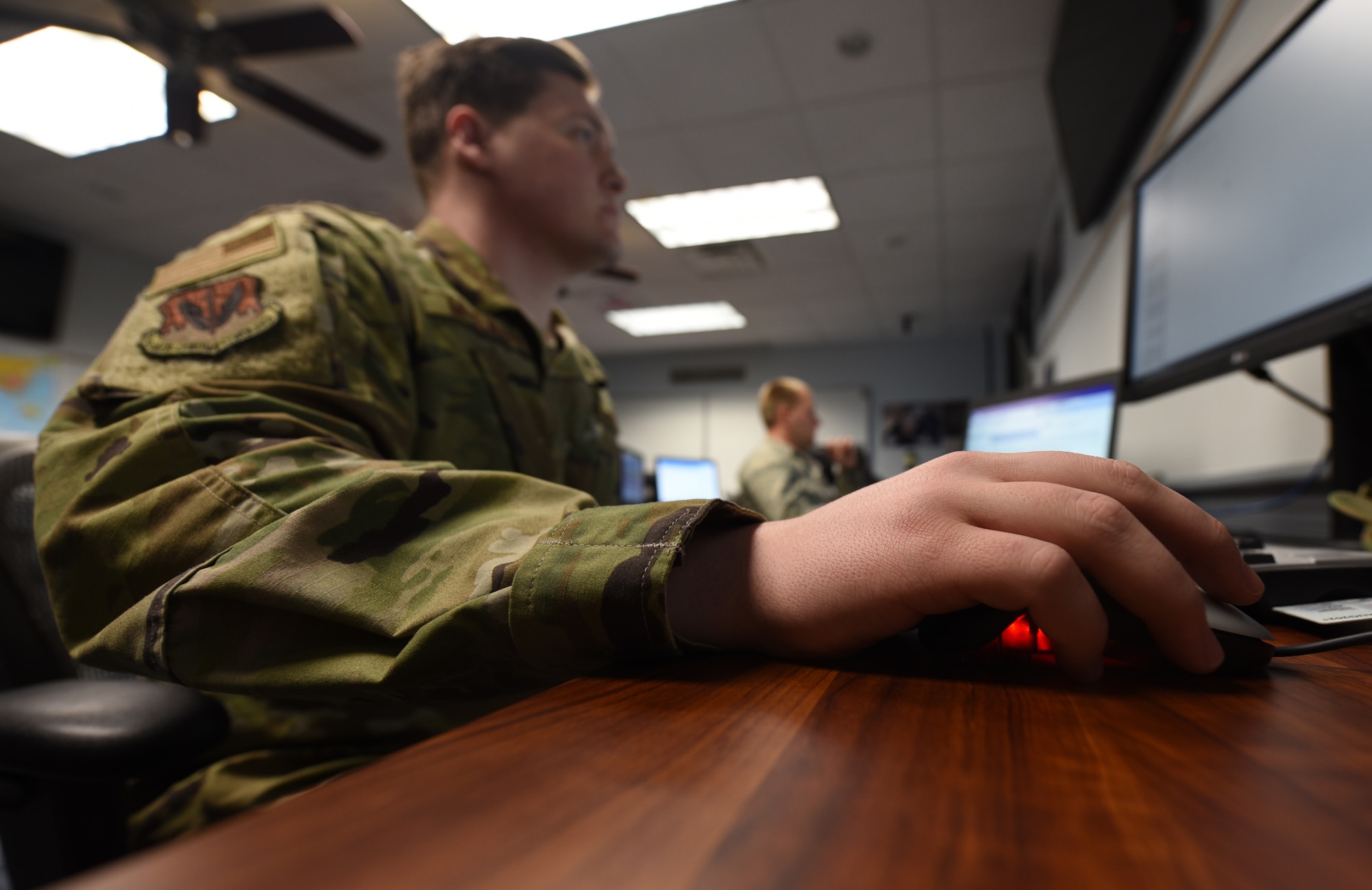 Airman working on computer