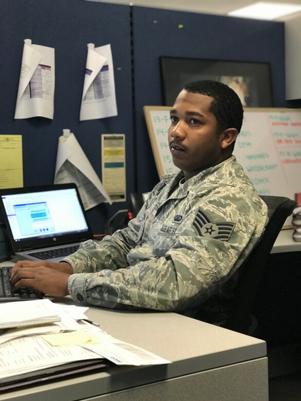 Airman working on computer