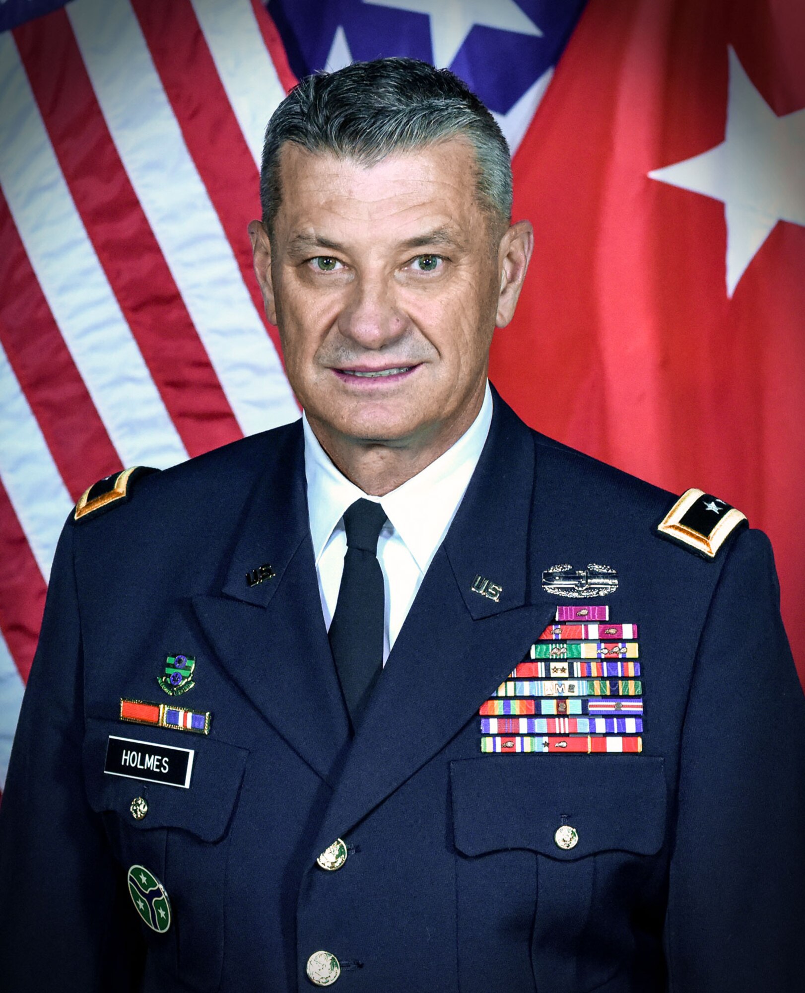 U.S. Army Maj. Gen. Jeffrey Holmes, the adjutant general of the Tennessee National Guard, poses for his official photo in January 2019 at Joint Force Headquarters, Nashville, Tennessee.