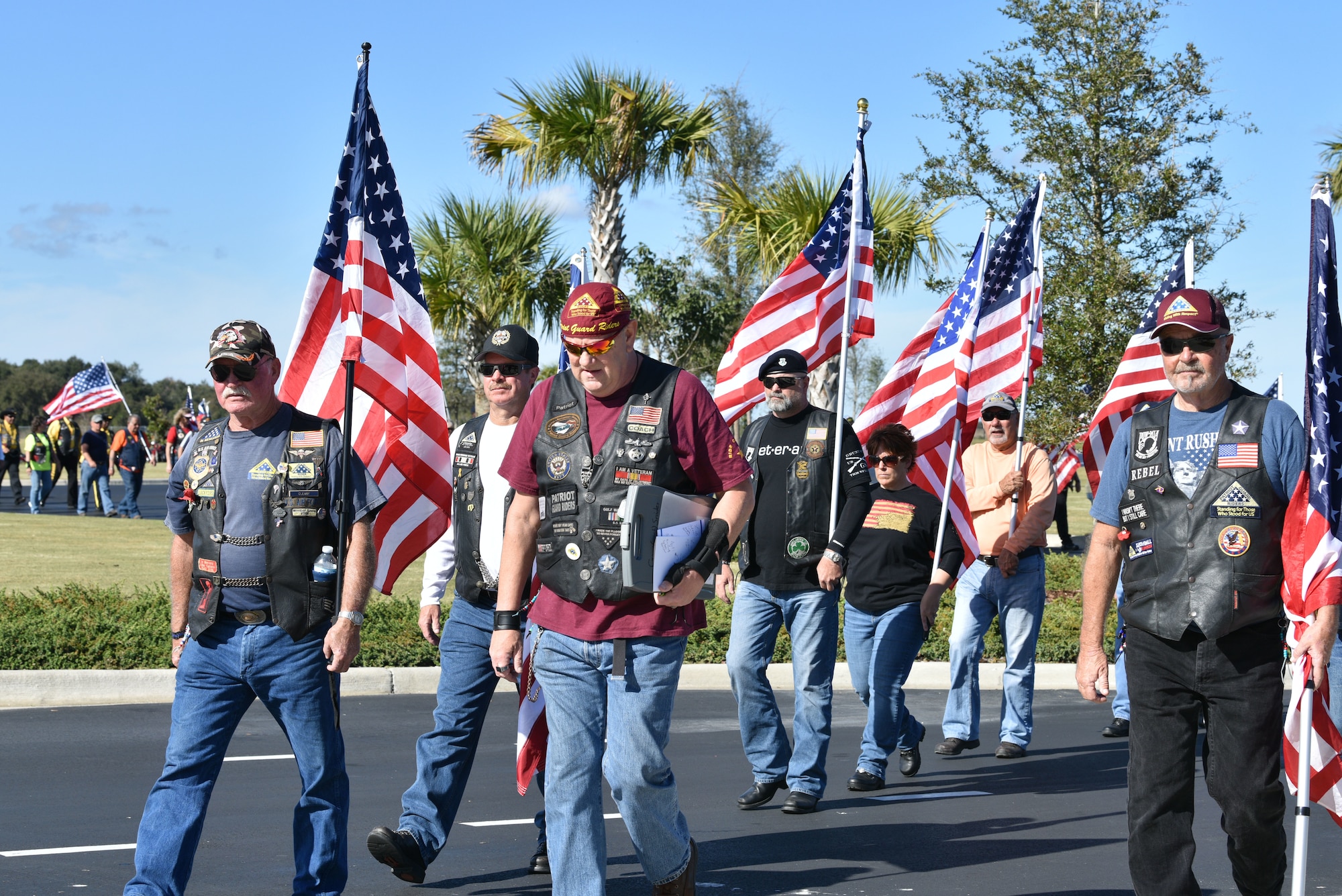 Veterans, friends and families attend a funeral for Edwin T. Cowan, Tuskegee Airman, Feb. 7, 2019 at Cape Canaveral National Cemetery in Mims, Fla. Cowan was buried with full military honors alongside his wife Theda. (U.S. Air Force photo by Airman 1st Class Dalton Williams)