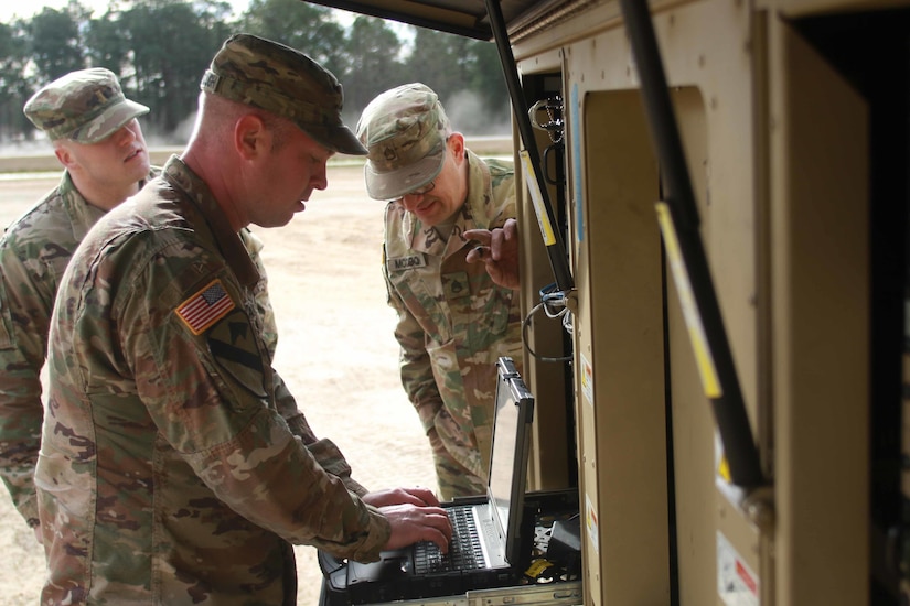 Soldiers with the 151st Expeditionary Signal Battalion, S.C. National Guard, establish connectivity during a Command Post Exercise at McCrady Training Center, S.C., Feb. 9, 2019. They joined members of the 2503rd DLD, U.S. Army Central and members of the 206th DLD, S.C. Army Reserves. The training provided an opportunity for these three different Army components to work with the total Army concept, establish connectivity and test their Mission Command Systems.