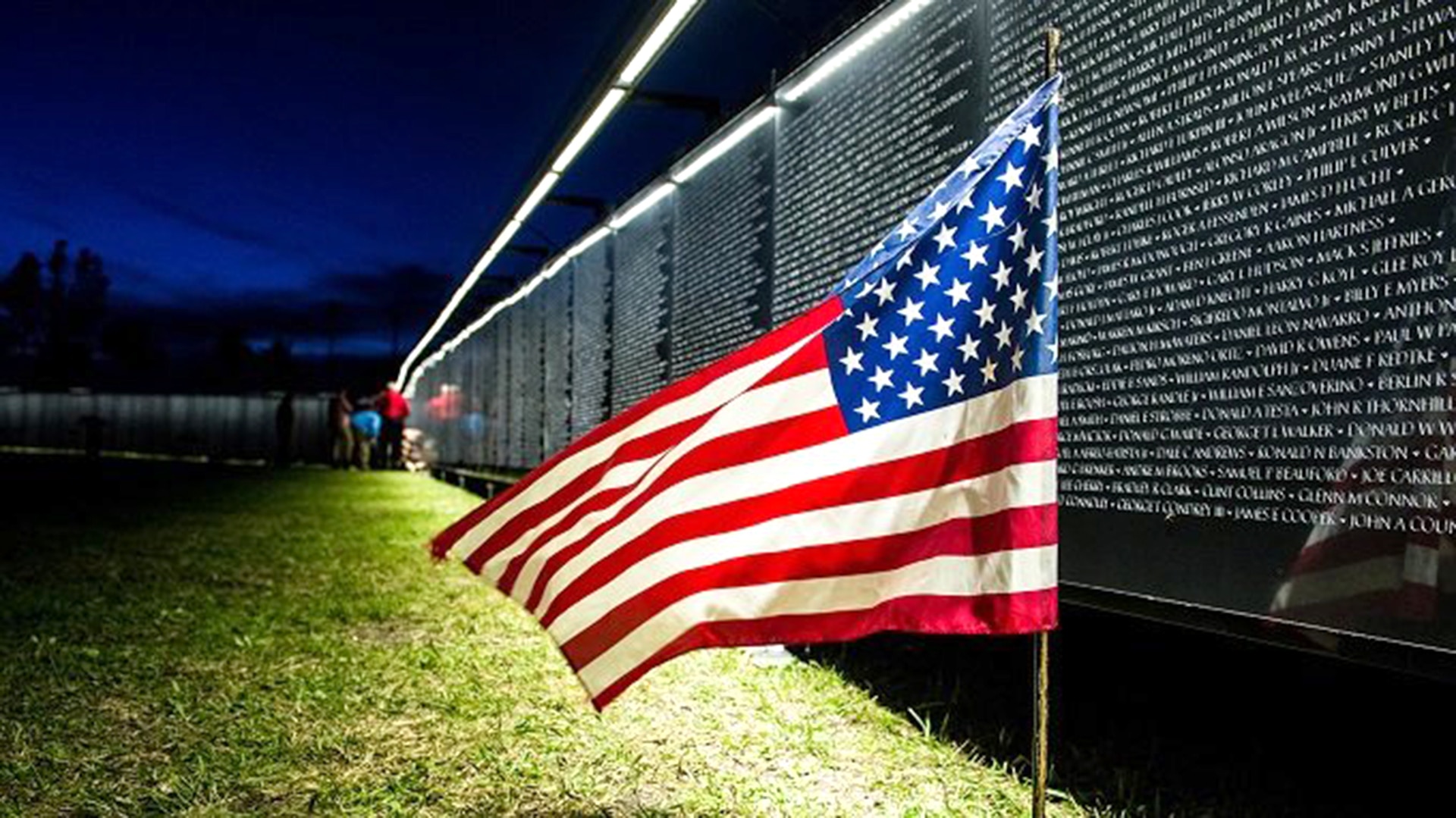 Like the original memorial, “The Wall That Heals” is erected in a chevron shape and visitors can do name rubbings of individual service member's names. The replica is constructed of Avonite, a synthetic granite, and its 140 numbered panels are supported by an aluminum frame. Machine engraving of the more than 58,000 names along with modern LED lighting provide readability day and night.