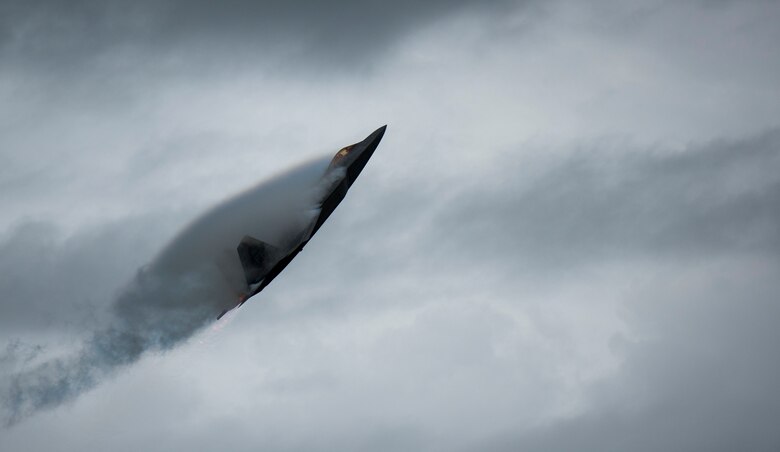 U.S. Air Force Maj. Paul 'Loco' Lopez, F-22 Raptor Demonstration Team commander and pilot, performs during AirPower Over Hampton Roads JBLE Air and Space Expo at Joint Base Langley-Eustis, Virginia, May 18, 2018.
