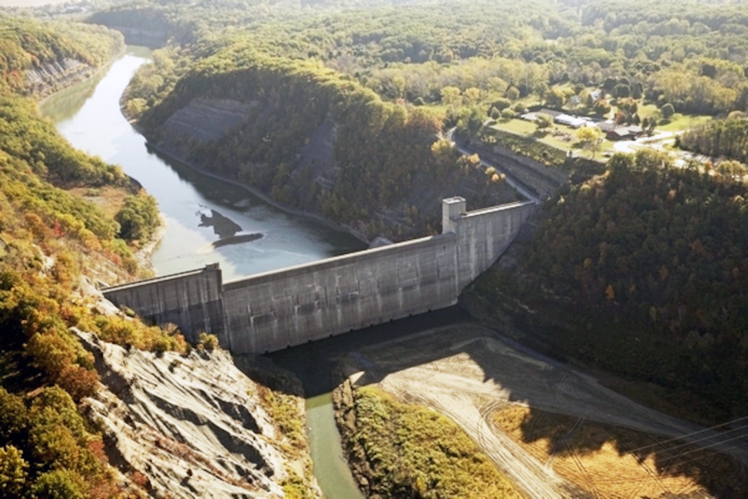The massive Mount Morris Dam, situated deep in the Genesee River gorge near the northern end of Letchworth State Park in Livingston County, NY, has been a shield from the destructive power of Mother Nature since its completion in 1952. The U.S. Army Corps of Engineers Buffalo District contributes to its success through operation and maintenance of three missions areas: flood risk management, environmental stewardship, and recreation.