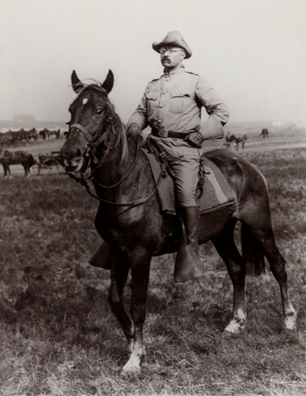A man in uniform sits atop a horse.