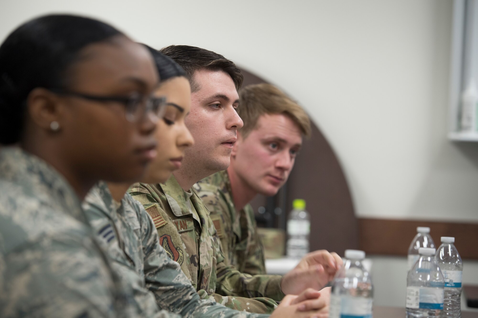 Senior Airman Samuel A. Mislyan, 374th Communication Squadron communication focal point technician, gives closing statements to senior enlisted leaders during the second annual Mentoring Up event, Feb. 7, 2018, at Yokota Air Base, Japan. Mentoring up is sponsored by the Air Force Sergeants Association and provides a unique opportunity for ambitious Airmen who are leading their tier to present pressing matters and innovative ideas to senior enlisted leaders. (U.S. Air Force photo by Senior Airman Donald Hudson)