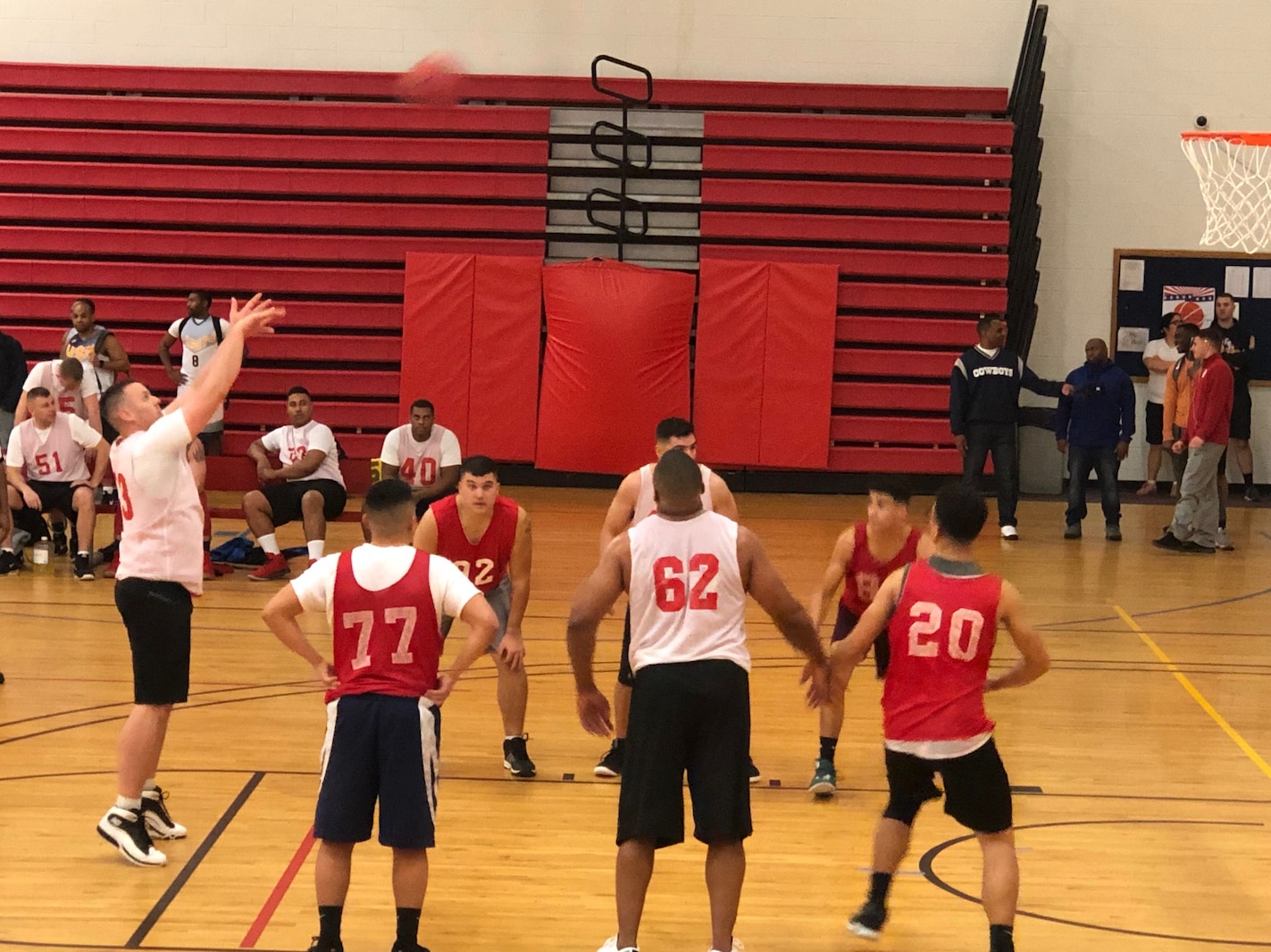 Security and Emergency services are the primary mission to Security Battalion, but also are active participants in MCB Quantico intramural Sports. Shown here is SecBn at the line shooting free throws.