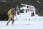 Soldiers with the Colorado Army National Guard's Company C, 1st Battalion, 157th Infantry (Mountain), a unit of the 10th Mountain Division since 2016, ski alongside 10th Mountain Division veterans, descendants and friends during the 43rd annual Ski-In celebration March 2, 2018, at the Ski Cooper ski area in Colorado. The 10th Mountain Division formed in 1943 and trained for World War II mountain warfare at Camp Hale near Leadville, Colorado. (U.S. Army National Guard photo by Spc. Ashley Low)