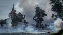 U.S. Marines with 1st Battalion, 1st Marine Regiment, 1st Marine Division, hike through a simulated chemical attack at Marine Corps Base Camp Pendleton, California, Jan. 12, 2019.
