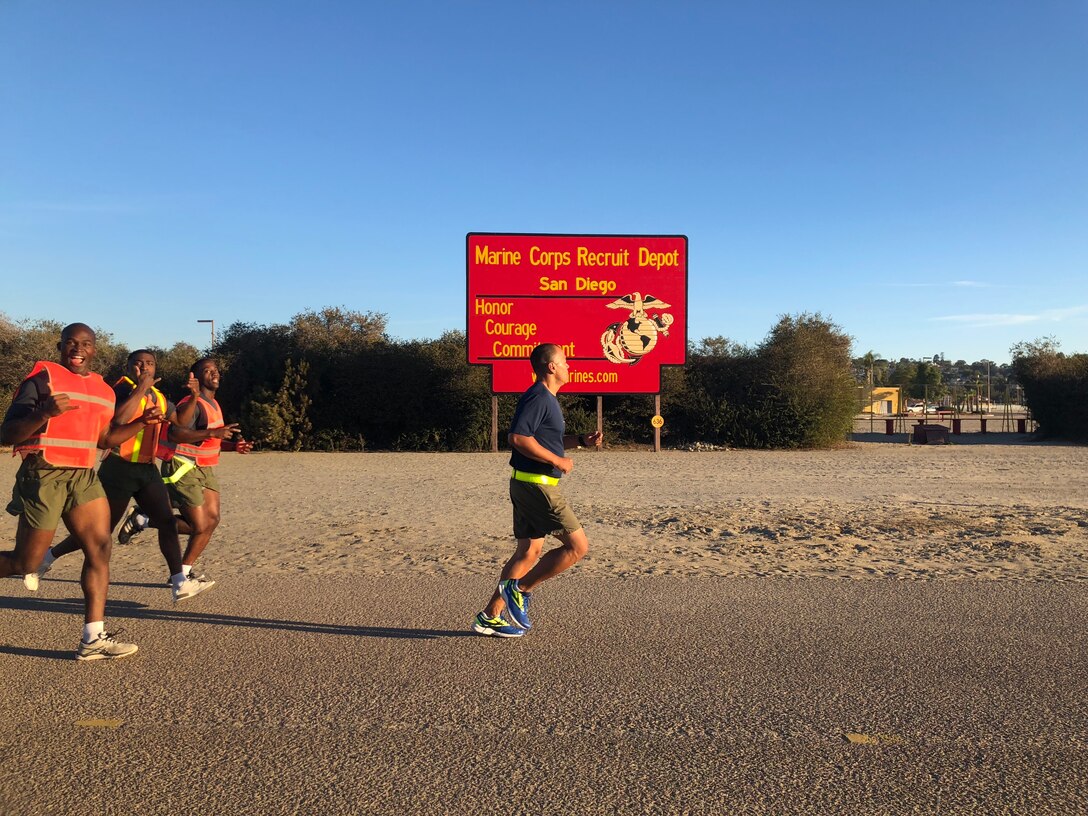 Every day is a good day for a motivational run when you are aboard the Marine Corps Recruit Depot, San Diego.