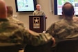 Col. Scott Gilman, the U.S. Army Central Training and Exercises division chief, briefs senior leaders from USARCENT, the U.S. Army Reserves and the U.S. Army National Guard during the Operation Spartan Shield Community of Excellence Forum at Patton Hall on Shaw Air Force Base, S.C., Feb. 6, 2019. The inaugural forum allowed the attendees to discuss OSS, State Partnership Programs, current operations and future improvements.