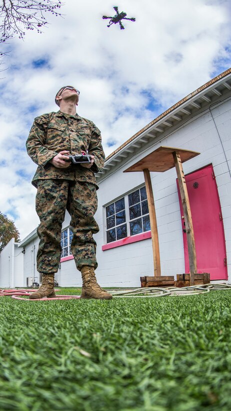 Marines with Combat Logistics Battalion 453, 4th Marine Logistics Group, showcase their progress and innovation, ranging from a biometric fingerprint scanner to three dimensional printed drone parts at their Home Training Center in San Jose, Calif., Feb. 9, 2019.