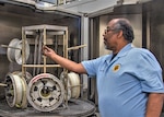 Roy Spencer, 12th Maintenance Group Aircraft Wheel and Tire Shop technician, inspects seals that were recently washed inside the Aircraft Wheel and Tire Shop on Feb. 14, 2019, at Joint Base San Antonio-Randolph, Texas. Tire shop technicians and AGE members are part of a team that ensure the integrity of the wheels and tires used on the 12th FTW’s fleet of trainer aircraft. (U.S. Air Force photo by Tech. Sgt. Ave I. Young)