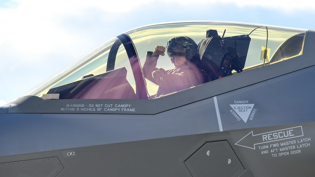 An F-35A Lightning II pilot from the 388th Fighter Wing's 4th Fighter Squadron prepares to launch during Red Flag 19-1, Nelllis Air Force Base, Nev., Feb. 6, 2019. Pilots and maintainers from the 388th Fighter Wing's 4th Fighter Squadron and 4th Aircraft Maintenance Unit are participating in Red Flag 19-1 at Nellis AFB, Nevada. This is the wing's second Red Flag with the F-35A, America's most advanced multi-role fighter, which brings game-changing stealth, lethality and interoperability to the modern battlefield. Red Flag is the Air Force's premier combat exercise and includes units from across the Air Force and allied nations. The 388th is the lead wing for Red Flag 19-1. (U.S. Air Force photo by R. Nial Bradshaw)