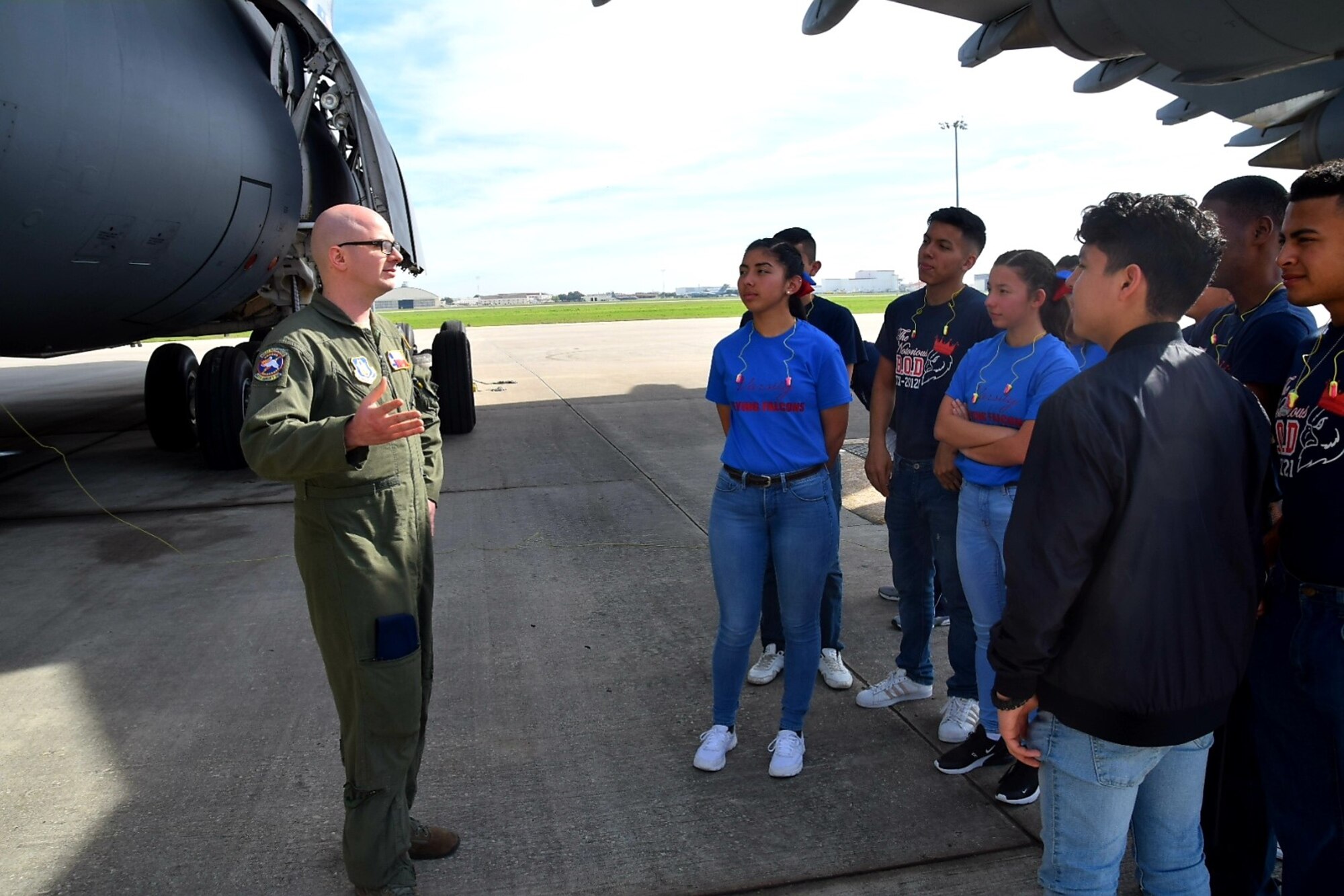 Thirty-three Benjamin O. Davis High School Air Force Junior Reserve Officer Training Corps cadets from Aldine Texas, near Houston, visited the 433rd Airlift Wing, Joint Base San Antonio-Lackland, Texas Feb. 15, 2019.