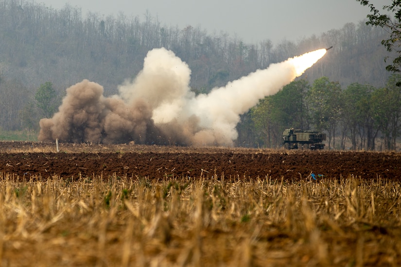 A missile launches.