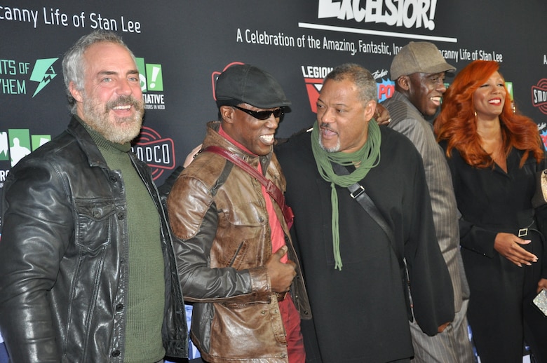 From left to right, actors Titus Welliver, Wesley Snipes, Laurence Fishburne and Bill Duke, along with a guest, pose for a picture on the Red Carpet during “Excelsior! A Celebration of the Amazing, Fantastic, Incredible and Uncanny Life of Stan Lee” Jan. 30 at the TCL Chinese Theatre in Hollywood, California. The event was a memorial tribute to Stan Lee, Marvel comic book writer, editor, publisher and producer, who died in November 2018. Lee was an Army veteran and former writer in the U.S. Army Signal Corps during World War II.