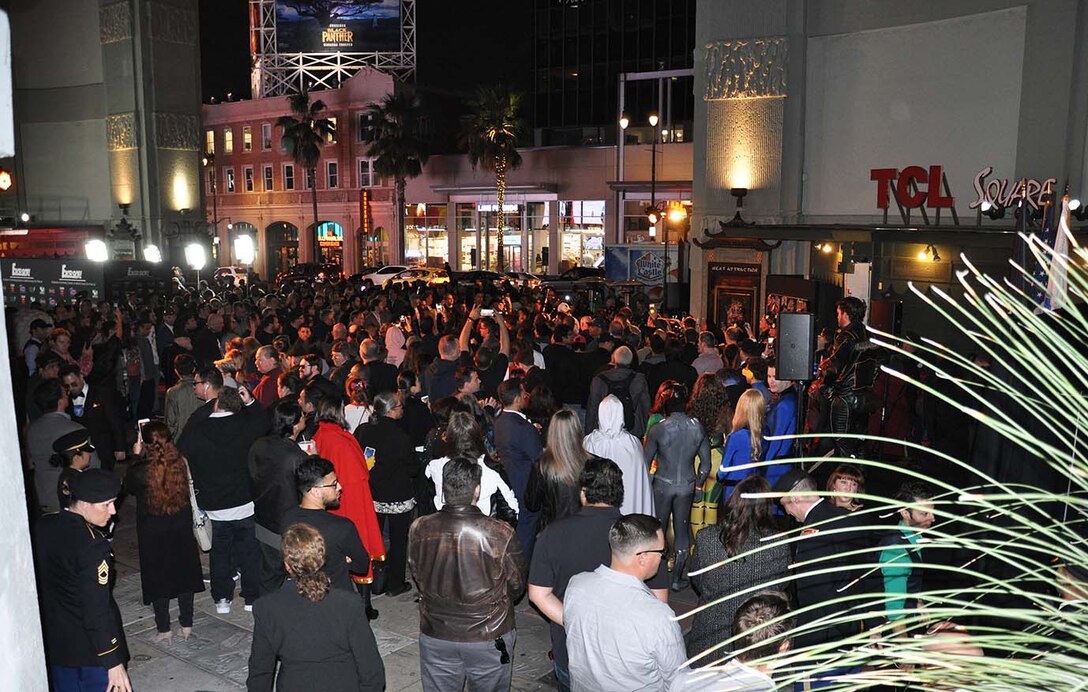 Crowds of people gather in the TCL Chinese Theatre Courtyard in Hollywood during “Excelsior! A Celebration of the Amazing, Fantastic, Incredible and Uncanny Life of Stan Lee” Jan. 30 at the TCL Chinese Theatre in Hollywood, California. The event was a memorial tribute to Stan Lee, Marvel comic book writer, editor, publisher and co-creator, who died in November 2018. Lee was an Army veteran and former writer in the U.S. Army Signal Corps during World War II.