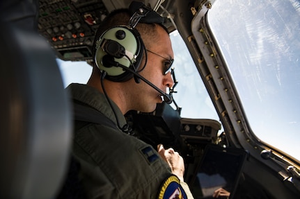 A C-17 Globemaster III delivers humanitarian aid from Homestead Air Reserve Base, FL to Cucuta, Colombia February 16, 2019.