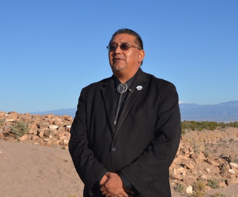 Santa Clara Pueblo Gov. J. Michael Chavarria discusses the issues surrounding the devastation of the Pueblo’s tribal lands, as well as the Pueblo’s partnering relationship with the U.S. Army Corps of Engineers, Nov. 9, 2018.