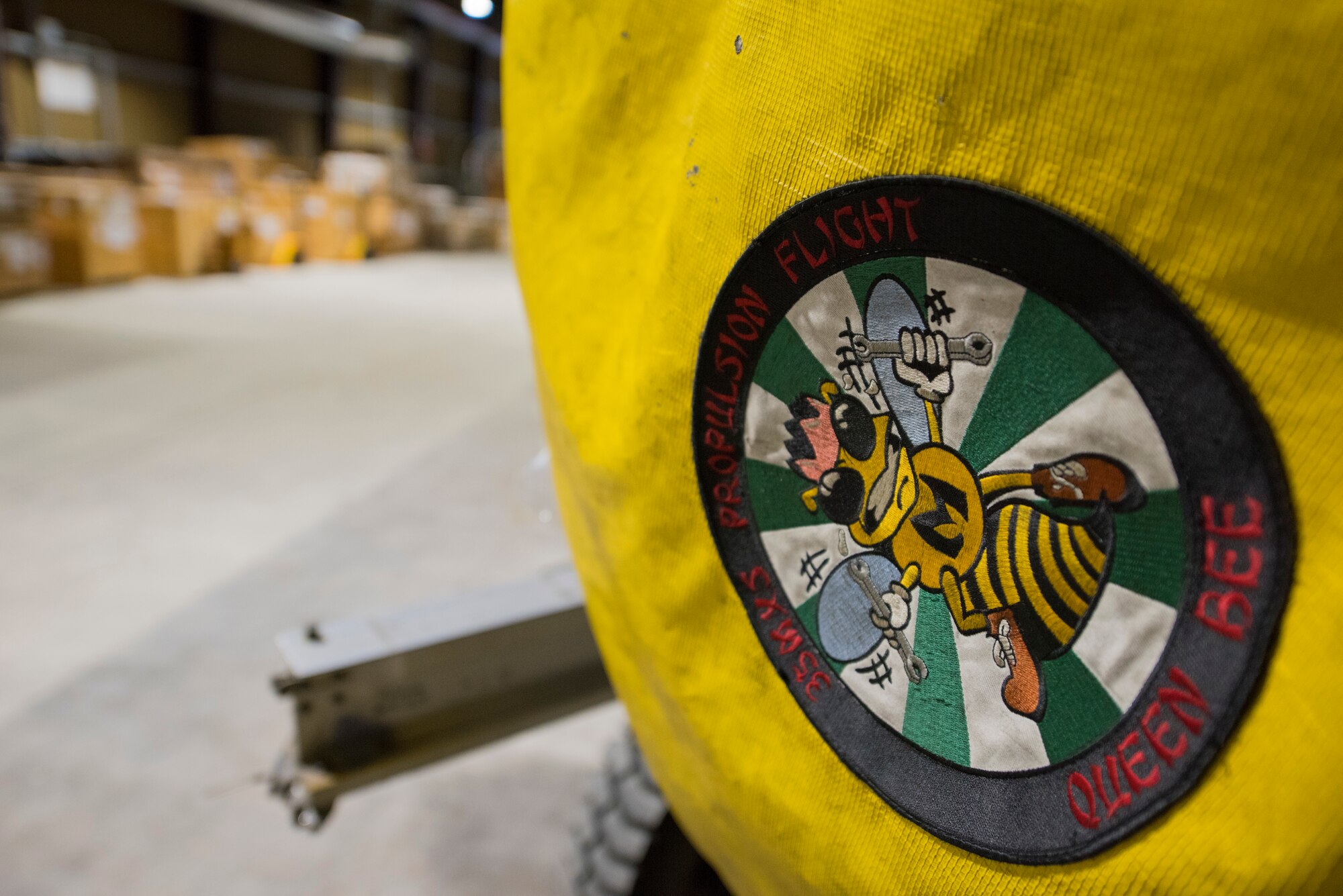 The 35th Maintenance Squadron propulsion flight centralized repair storage facility logo is displayed at Misawa Air Base, Japan, Feb. 12, 2019. Although easy access to parts and equipment wasn’t always present for this team, that didn’t stop them from being recognized by leadership and winning the 35th Fighter Wing's Team of the Year Award. (U.S. Air Force photo by Airman 1st Class Collette Brooks)