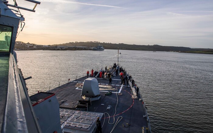 USS Porter Departs Plymouth