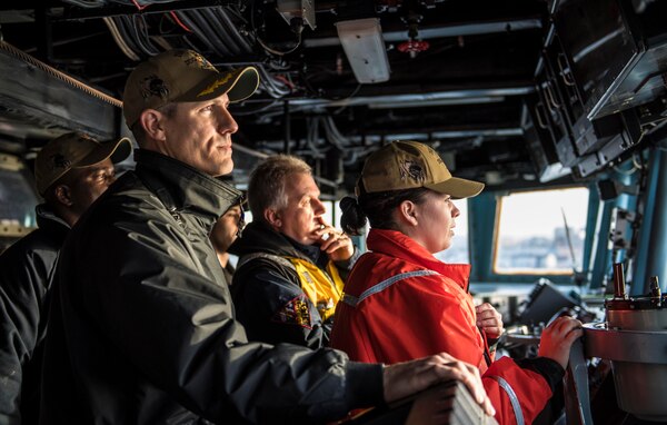 USS Porter Departs Plymouth