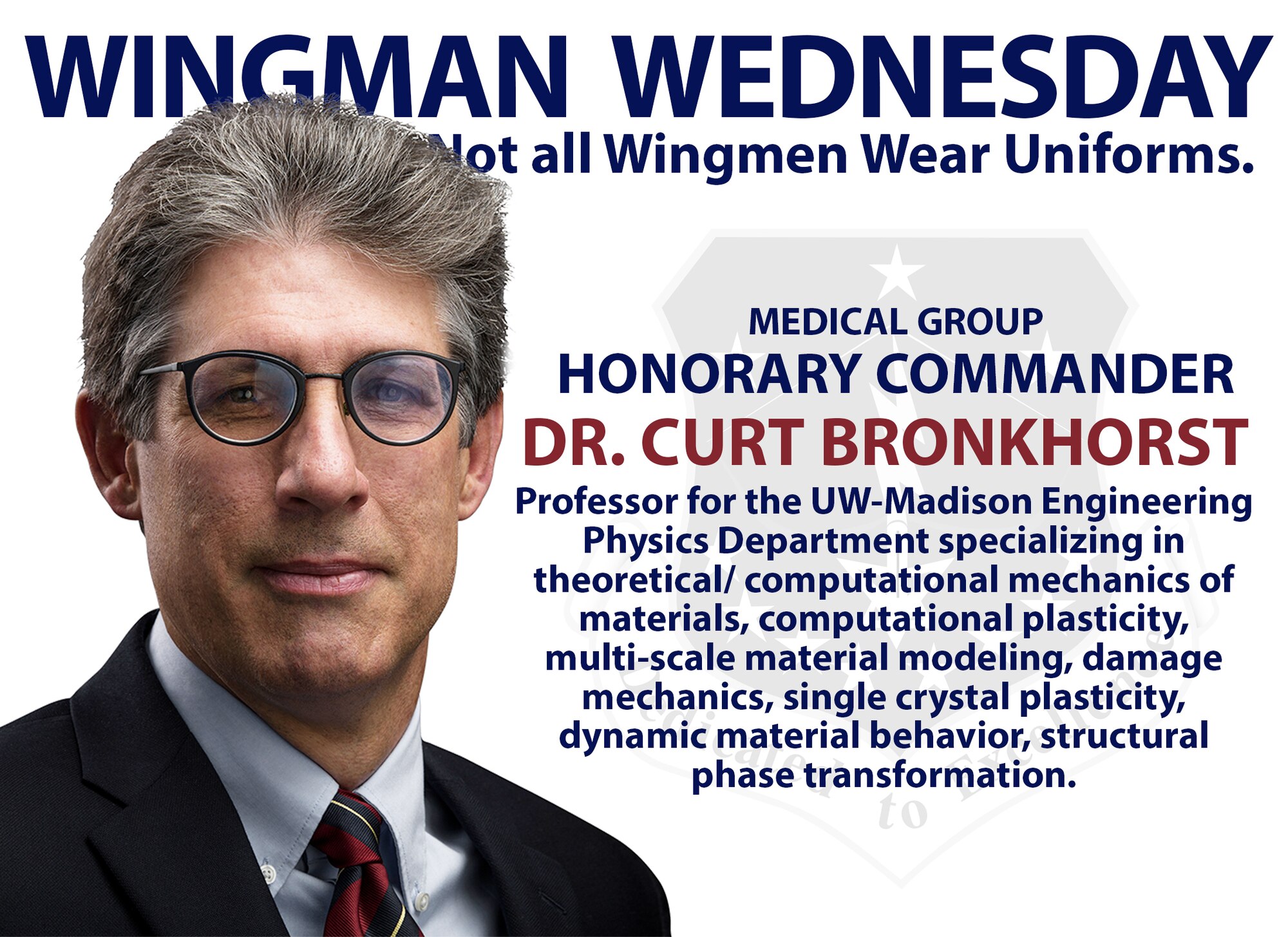 Honorary Commander spotlight - Dr. Curt Bronkhorst

The 115th Fighter Wing Honorary Commanders Program is an innovative program that links military commanders with business leaders in the local community. These relationships provide the opportunity for both military and civilian professionals to gain valuable insight and perspectives of different organizations. The program also serves as a vital link for the Wis. Air National Guard to connect with and educate the public on the important missions of the 115th FW.