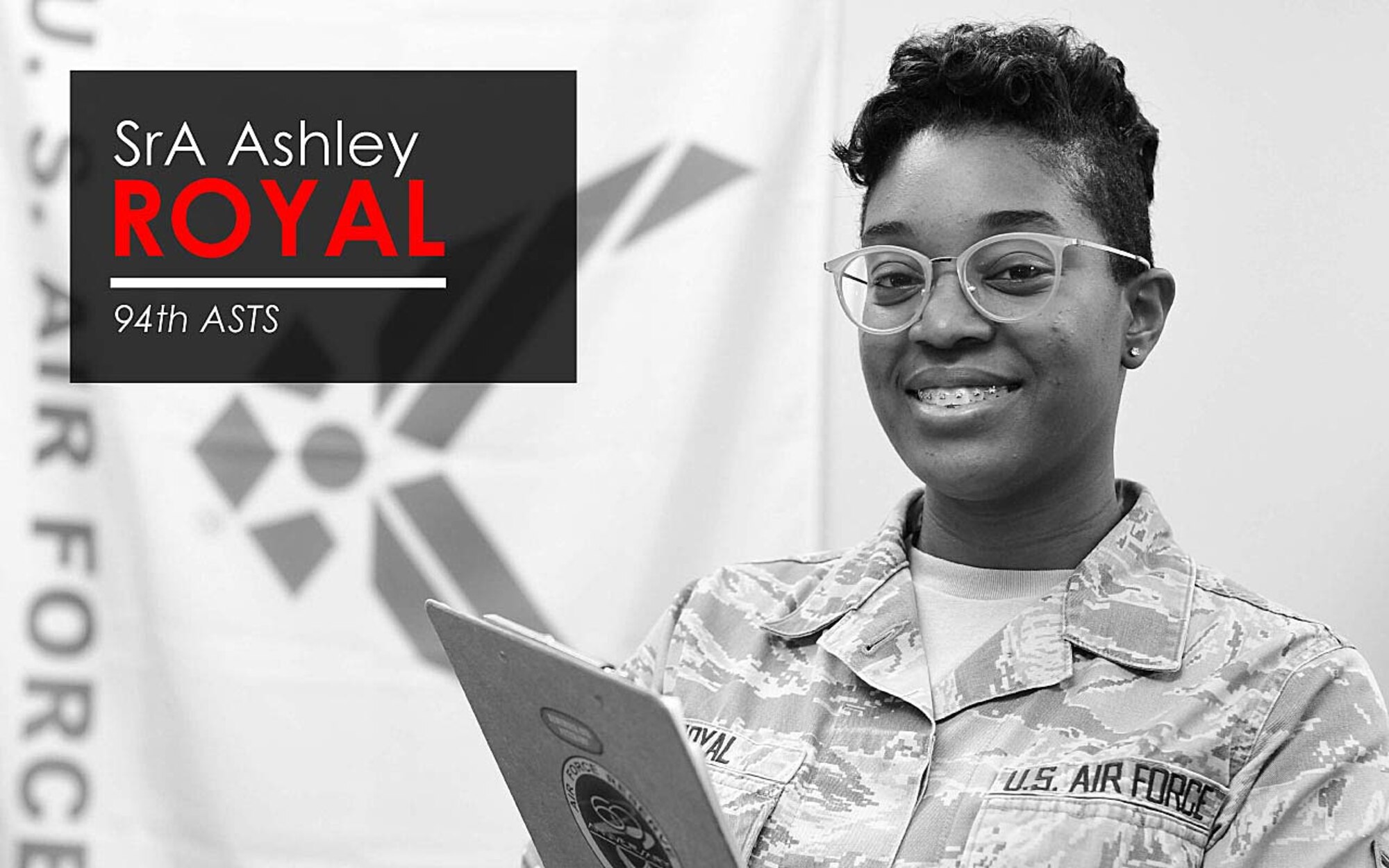 This week’s Up Close features Senior Airman Ashley Royal, assistant NCOIC of flight medicine at the 94th Aeromedical Staging Squadron. Up Close is a series spotlighting individuals around Dobbins Air Reserve Base. (U.S. Air Force graphic/Staff Sgt. Andrew Park)