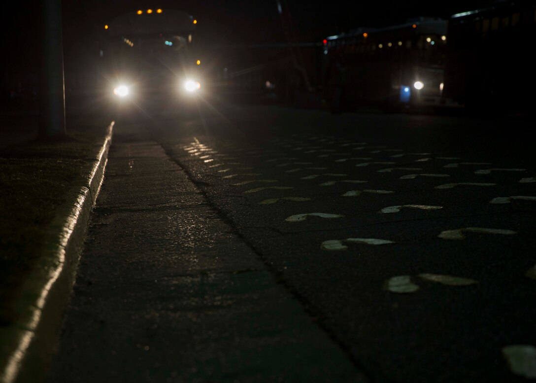 Attendees of the Educators Workshop arrive to the yellow footprints aboard Marine Corps Recruit Depot Parris Island, South Carolina, Jan. 30, 2019. These educators traveled from Recruiting Station Fort Lauderdale to experience the Educators Workshop. The workshop allows educators to have an inside look at educational benefits and career opportunities in the Marine Corps. (U.S. Marine Corps photo by Lance Cpl. Jack A. E. Rigsby)