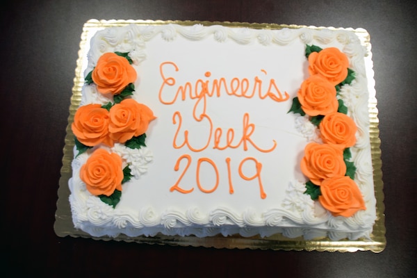 The U.S. Army Corps of Engineers Buffalo District celebrates National Engineers Week with cake at the District reservation in Buffalo, NY, Feb. 20, 2019.