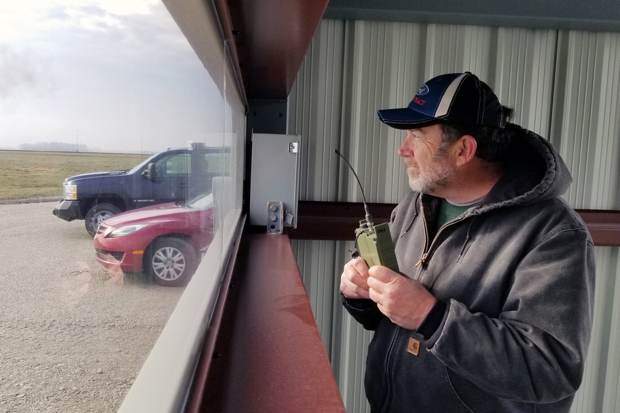 Jerry Skiles, 434th Air Refueling Wing retired safety specialist, detonates the first blast at Grissom’s new explosive ordinance range Dec. 13, 2018. The range will improve training and reduce cost by providing EOD specialists the opportunity to conduct mandatory training requirements at home station. (U.S. Air Force photo/MSgt. Ben Mota)