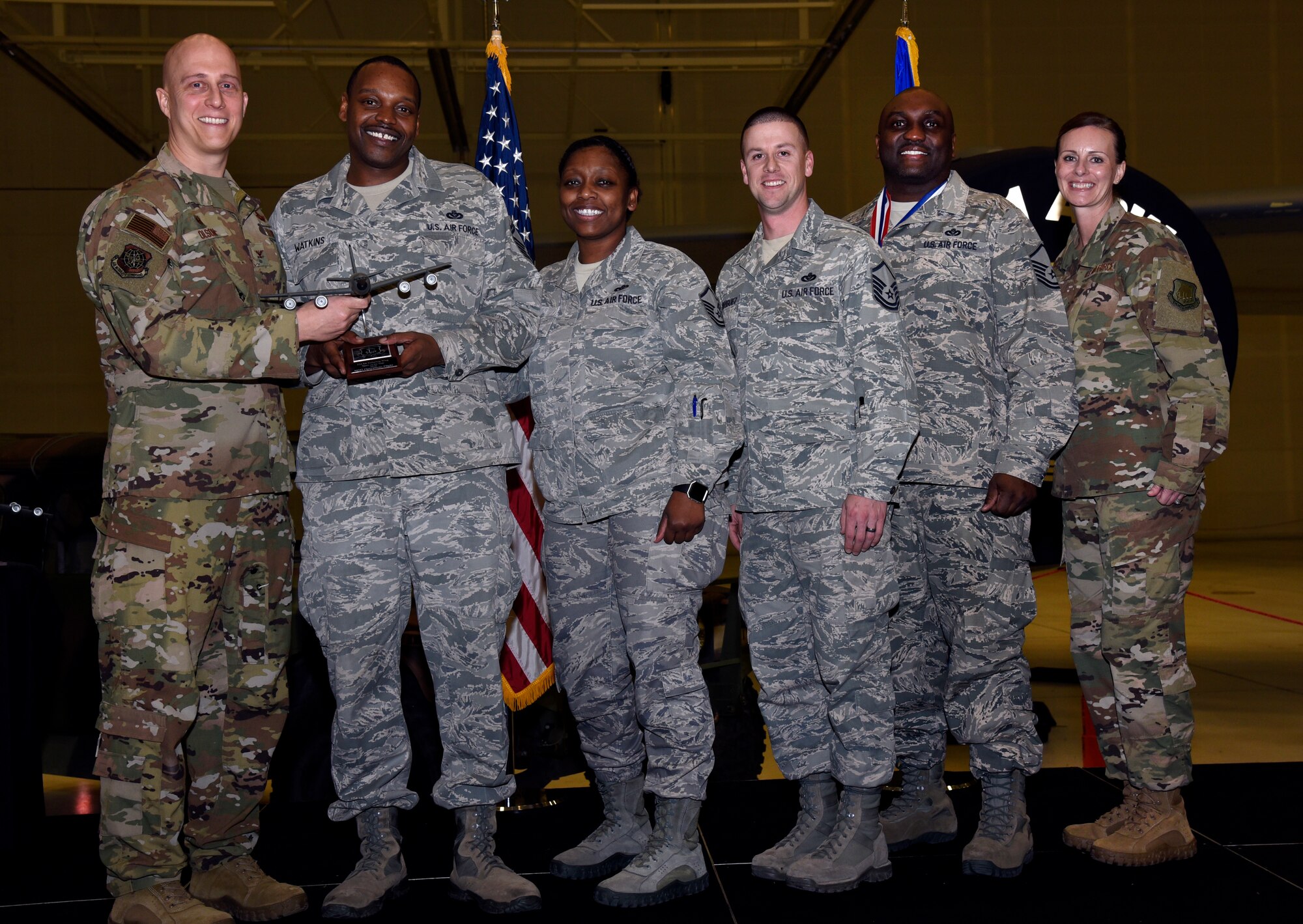 Annual Award winners are recognized by Col. Josh Olson, 22nd Air Refueling Wing commander, Feb. 13, 2019, at McConnell Air Force Base, Kan. The annual awards banquet in a tradition that honors and celebrates Airmen who’ve performed exemplary service.