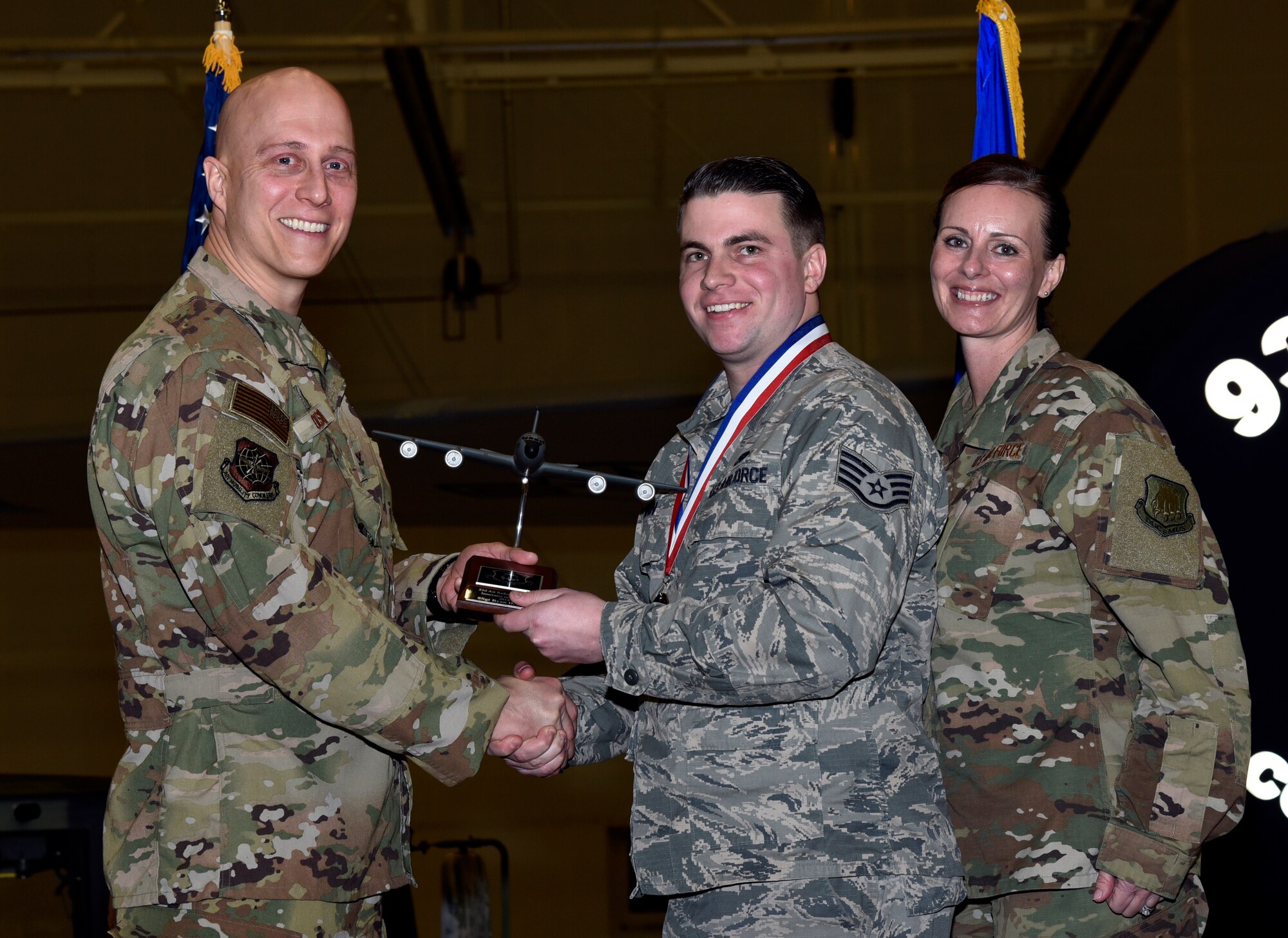 Annual Award winners are recognized by Col. Josh Olson, 22nd Air Refueling Wing commander, Feb. 13, 2019, at McConnell Air Force Base, Kan. The annual awards banquet in a tradition that honors and celebrates Airmen who’ve performed exemplary service.