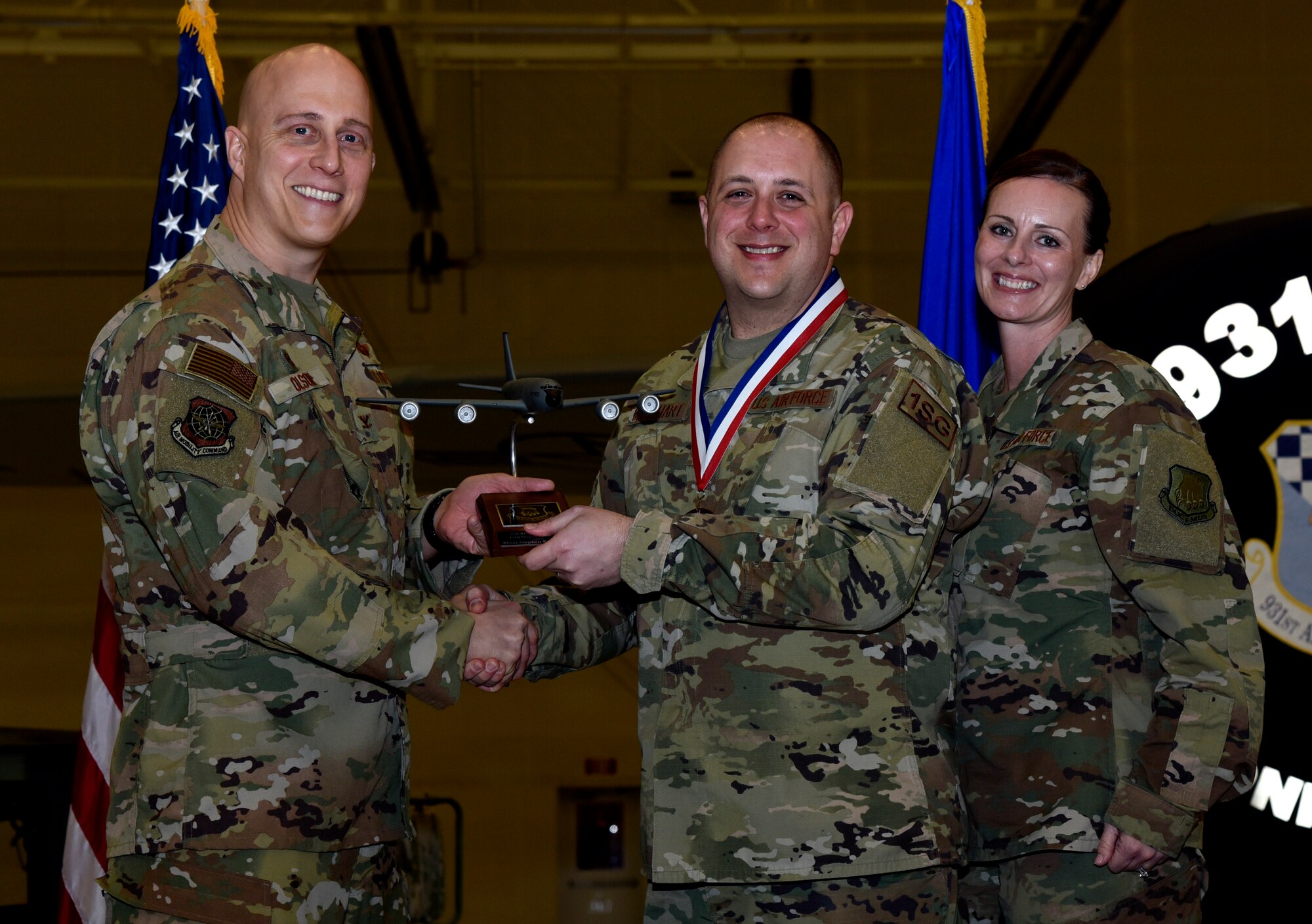 Annual Award winners are recognized by Col. Josh Olson, 22nd Air Refueling Wing commander, Feb. 13, 2019, at McConnell Air Force Base, Kan. The annual awards banquet in a tradition that honors and celebrates Airmen who’ve performed exemplary service.