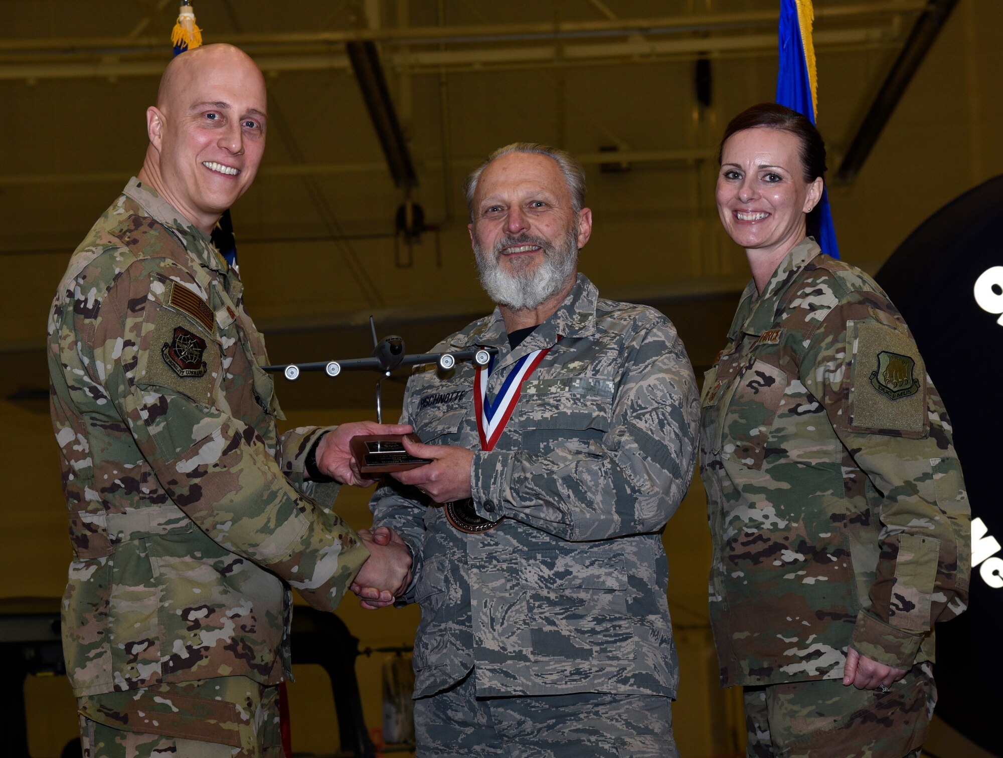 Annual Award winners are recognized by Col. Josh Olson, 22nd Air Refueling Wing commander, Feb. 13, 2019, at McConnell Air Force Base, Kan. The annual awards banquet in a tradition that honors and celebrates Airmen who’ve performed exemplary service.