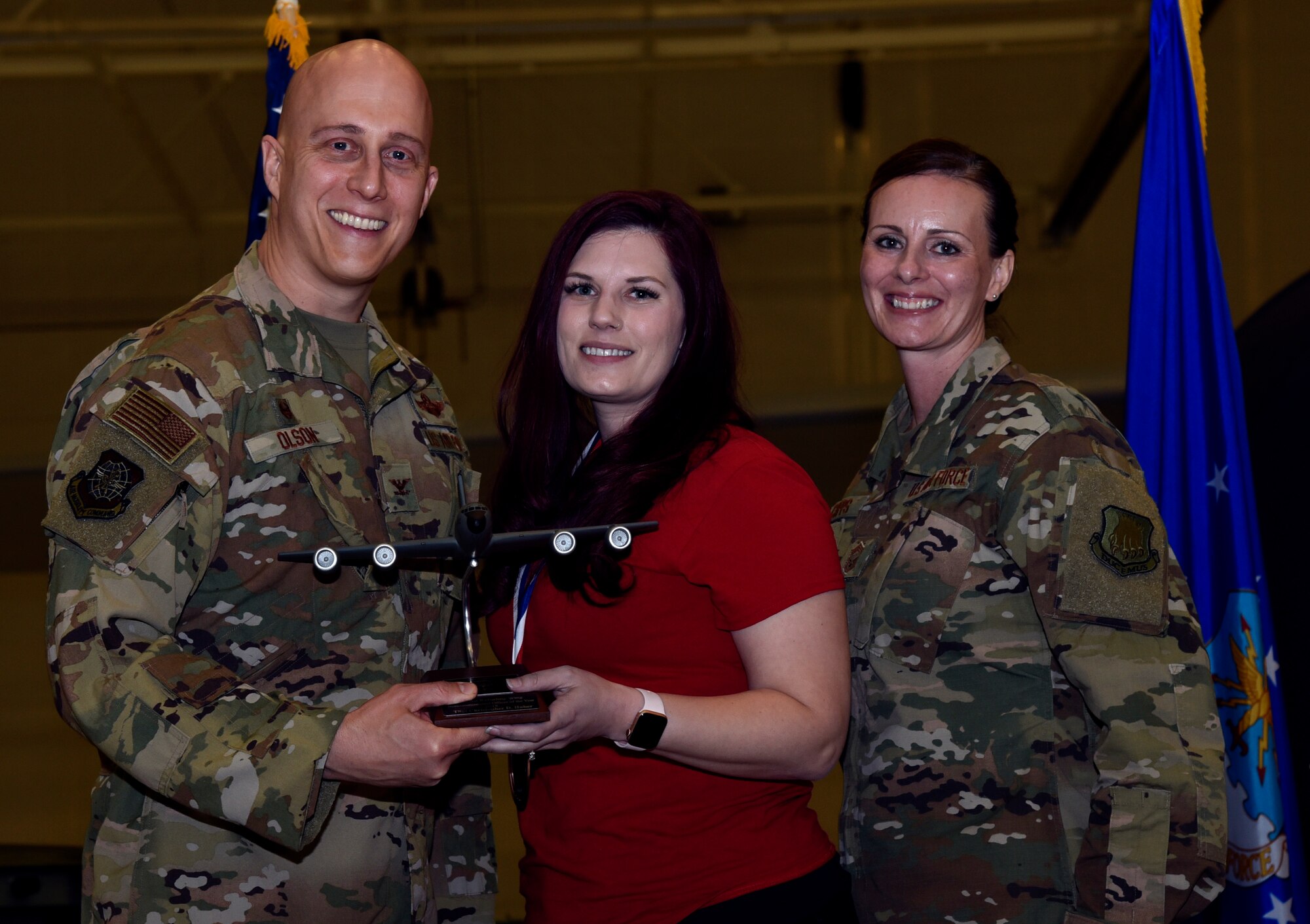 Annual Award winners are recognized by Col. Josh Olson, 22nd Air Refueling Wing commander, Feb. 13, 2019, at McConnell Air Force Base, Kan. The annual awards banquet in a tradition that honors and celebrates Airmen who’ve performed exemplary service.