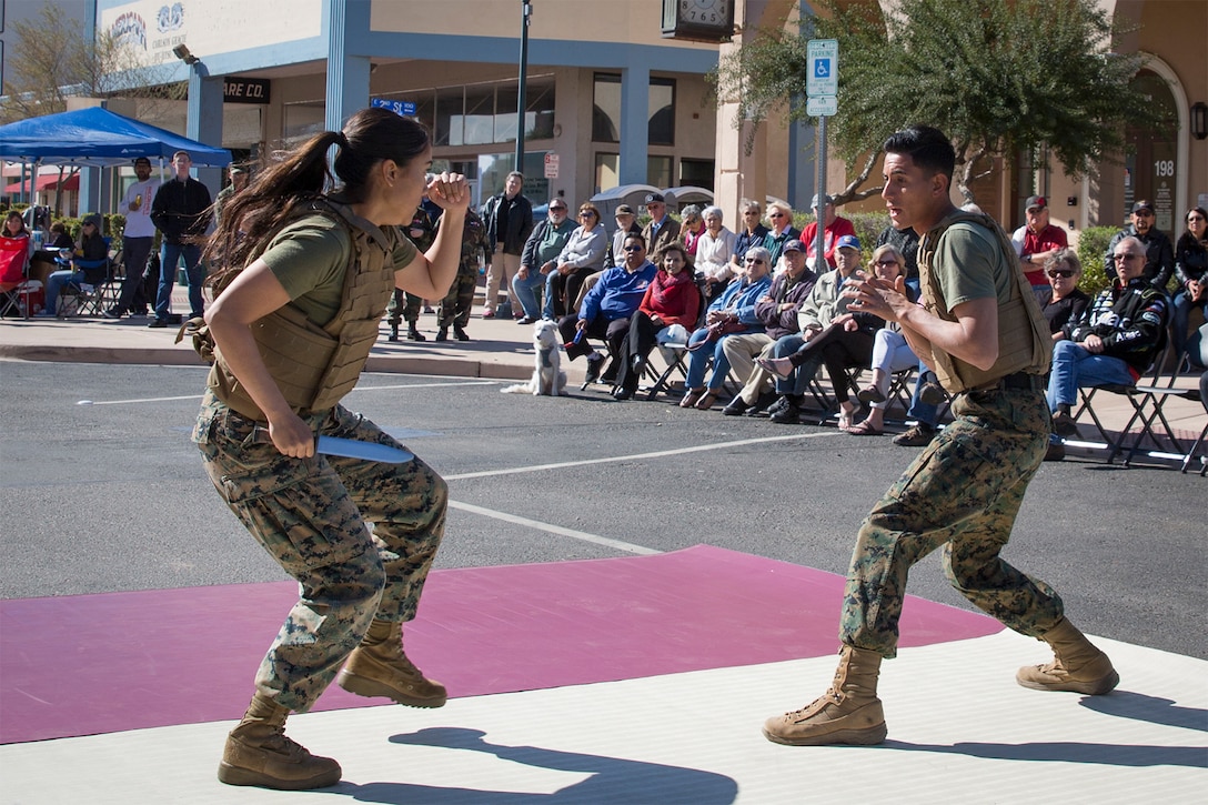 Marines conduct a martial arts program demonstration