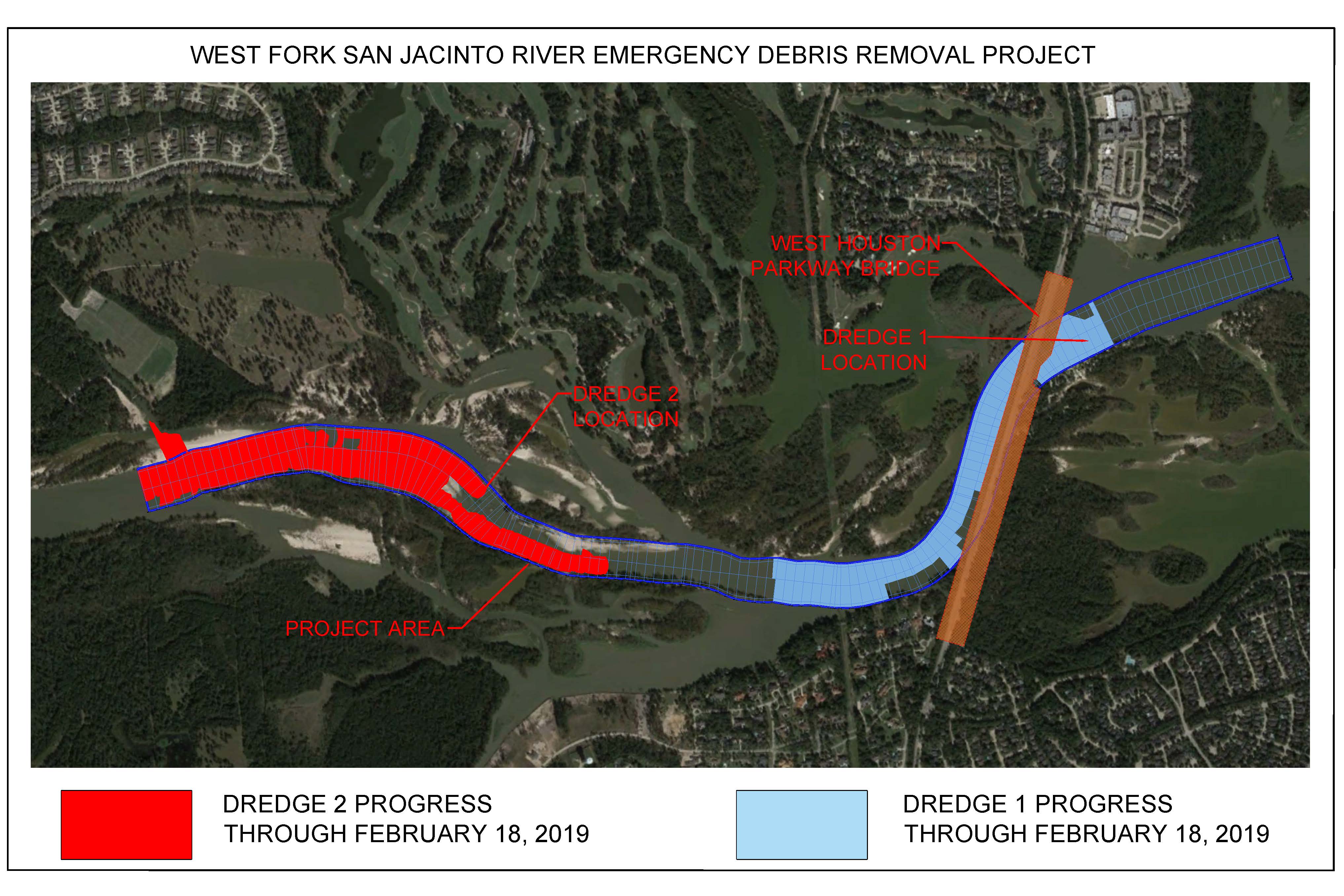 West Fork San Jacinto emergency dredging reaches halfway point