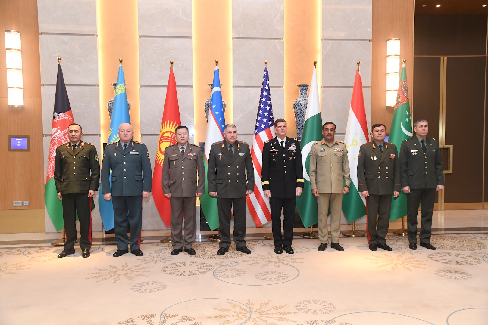 General Joseph Votel, U.S. Central Command commander with the Chiefs of Defense for the Central Asian states meeting in Tashkent, Uzbekistan.