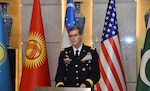 General Joseph Votel, commander, U.S. Central Command, addresses the Central Asia Chiefs of Defense Conference in Tashkent, Uzbekistan February 21, 2019.