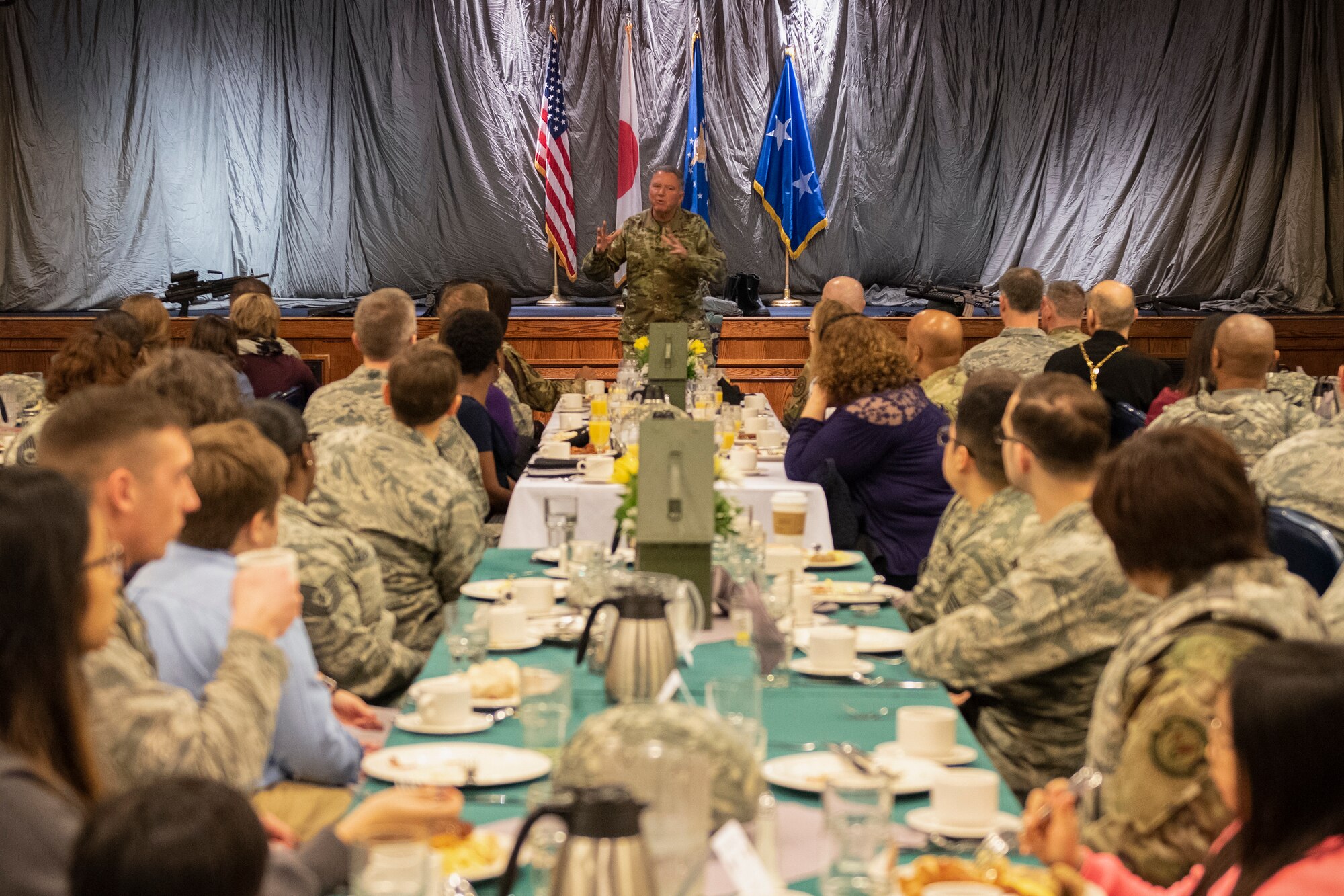 Maj. Gen. Steven A. Schaick, U.S. Air Force Chief of Chaplains speaks to the Airmen of Team Yokota during the 2019 National Prayer Breakfast at Yokota Air Base, Japan, Feb. 21, 2019.