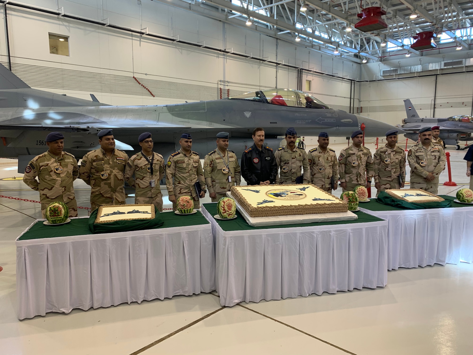 F-16 seven-level maintenance technicians from the Iraqi Air Force were recently recognized by Lt. Gen. Anwar Hamadamin, at a graduation ceremony held at Balad Air Base, Iraq. (Courtesy photo)