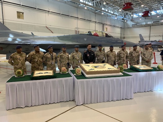 F-16 seven-level maintenance technicians from the Iraqi Air Force were recently recognized by Lt. Gen. Anwar Hamadamin, at a graduation ceremony held at Balad Air Base, Iraq. (Courtesy photo)