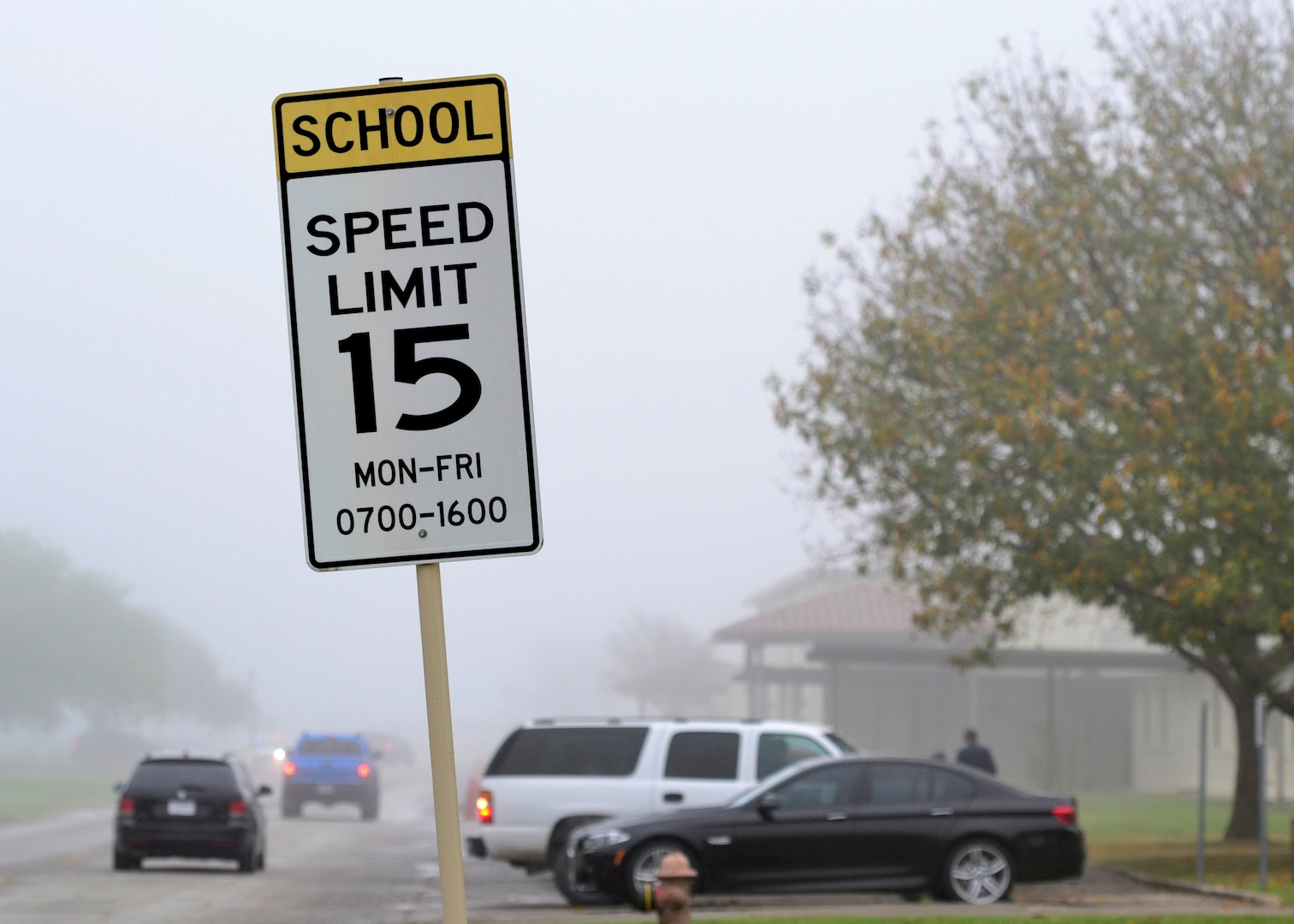 This school zone sign is a safety improvement that was implemented after Joint Base San Antonio-Randolph residents met with 902nd Security Forces Squadron members to discuss concerns and ideas, Feb. 22, 2019 at JBSA-Randolph, Texas.