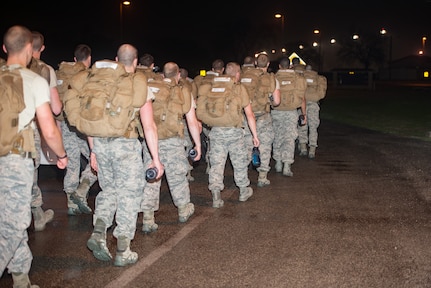 Hundreds of Special Tactics (ST) Airmen and Special Warfare trainees gathered early morning to begin an 830-mile ruck march across five states in tribute to U.S. Air Force Staff Sgt. Dylan J. Elchin, along with 19 other ST Airmen, who have been killed in action since 9/11, Feb. 22, 2019, at Joint Base San Antonio-Lackland Medina Annex.